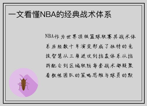 一文看懂NBA的经典战术体系